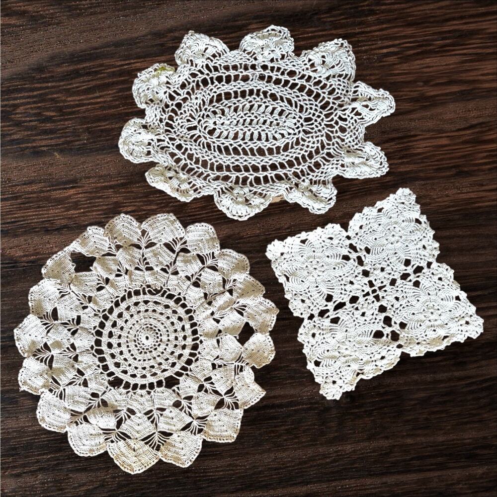 Set Of 3 Handmade Crochet Dresser Doilies Doily Cottagecore Shabby Chic